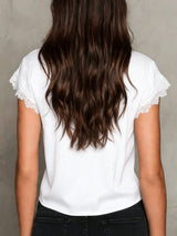 Sexy V-Neck Lace-Paneled Casual Short-Sleeve Shirt