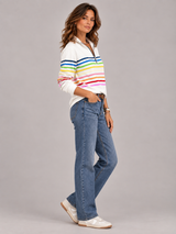 Émilie™ | Pull rayé à col zippé