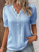 Women's Stylish Cutout Short-Sleeve Shirt