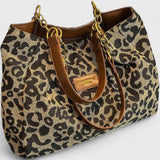 Alizee | Borsa shopping in tela con stampa leopardata