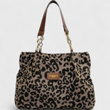 Alizee | Borsa shopping in tela con stampa leopardata