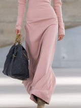 Robe longue zippée à col ouvert