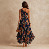 Camille™ | Robe longue asymétrique à imprimé floral