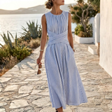 Élise™ | Robe midi rayée