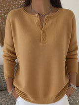 Hélène™ | Pull en tricot avec boutons Henley