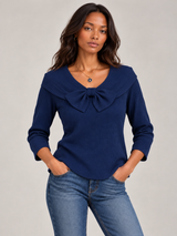 Delphine™ | Pull avec nœud et col rond