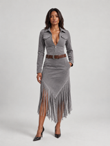 Robe western effet suédine à franges — Audacieuse élégante