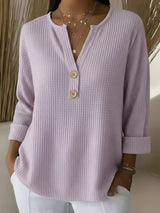 Lucienne™ | T-shirt Henley à texture gaufrée avec boutons
