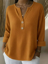 Lucienne™ | T-shirt Henley à texture gaufrée avec boutons