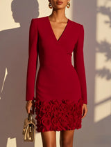 Amélie™ | Robe courte élégante à fleurs en relief