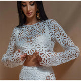 Dahlia™ | Ensemble en crochet fleuri avec jupe longue