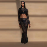 Dahlia™ | Set floreale all'uncinetto con gonna lunga