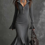 Robe côtelée sirène avec zip — Chic & audacieuse