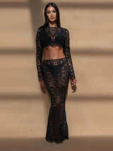 Dahlia™ | Set floreale all'uncinetto con gonna lunga