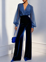 Combinaison élégante en velours bleu royal