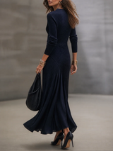 Elena | Robe longue portefeuille à jupe en satin