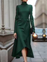 Élégante Robe Longue à Col Montant