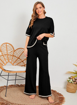 Loungewear femme noir élégant pour la maison