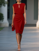 Robe drapée sans manches à détail plissé et encolure goutte