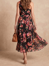 Elena | Robe longue asymétrique fleurie en mousseline