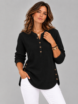 Blanche™ | Tunique Henley avec boutons