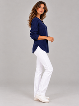 Blanche™ | Tunique Henley avec boutons