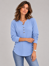 Blanche™ | Tunique Henley avec boutons