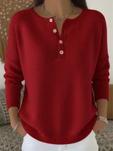 Hélène™ | Pull en tricot avec boutons Henley