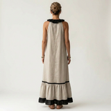 Ariane™ | Robe longue sans manches à volants contrastés