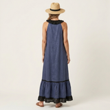 Ariane™ | Robe longue sans manches à volants contrastés