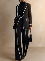 Odette | Ensemble blazer et pantalon à liseré blanc