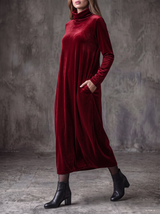 Margot | Robe longue en velours à col roulé