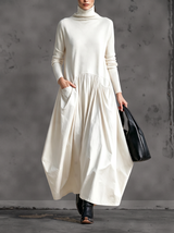Noémie | Robe longue oversize à col montant et poches