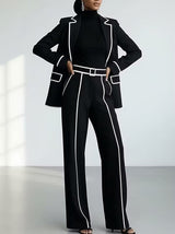Odette | Ensemble blazer et pantalon à liseré blanc