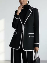 Odette | Ensemble blazer et pantalon à liseré blanc