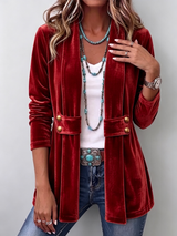 Amélie™ | Veste ouverte manches longues col à revers vintage