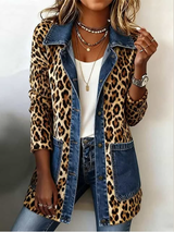 Fablenne™ | Veste longue bimatière imprimé léopard et jean