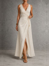 Amandine™ | Robe midi portefeuille en lin