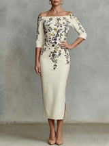 Élégance Florale | Robe Midi Ajustée