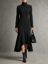 Élégante Robe Longue à Col Montant