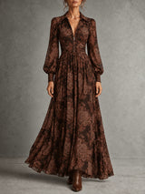 Robe longue à imprimé vintage élégant