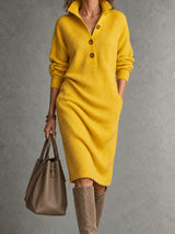 Robe pull décontractée de couleur unie pour l'automne et l'hiver