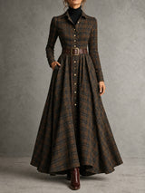 Roselinde – Robe maxi tartan héritage
