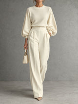 Camille | Ensemble élégant avec pull et pantalon large