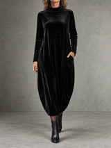 Margot | Robe longue en velours à col roulé