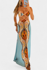 Camélia™ | Abito lungo con stampa bohémien e laccio sulla schiena