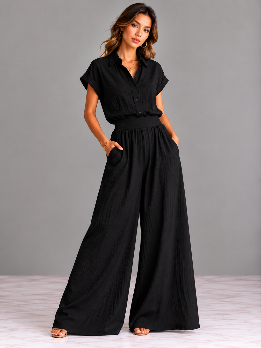 Evelyn | Elegant Set with Shirt and Flowing Maxi Skirt