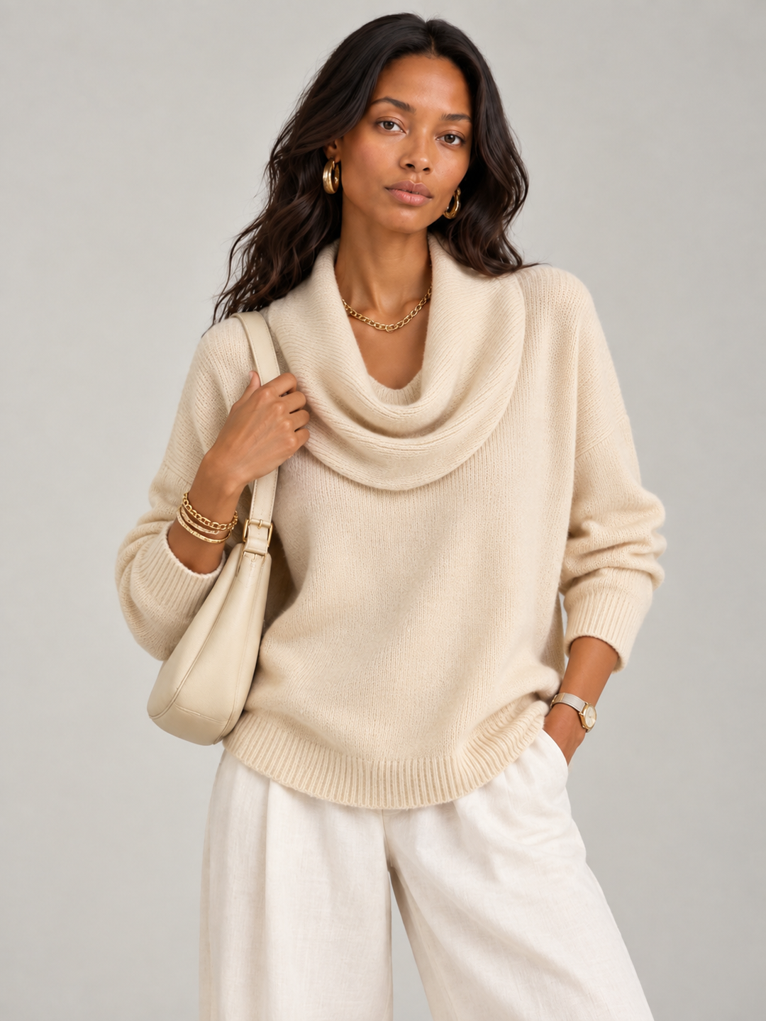 Justine™ | Draped Collar Jumper