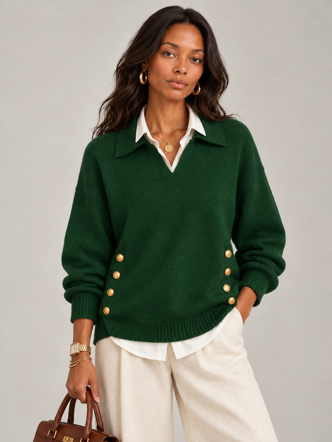 Valerie™ | Jumper with Polo Collar and Buttons