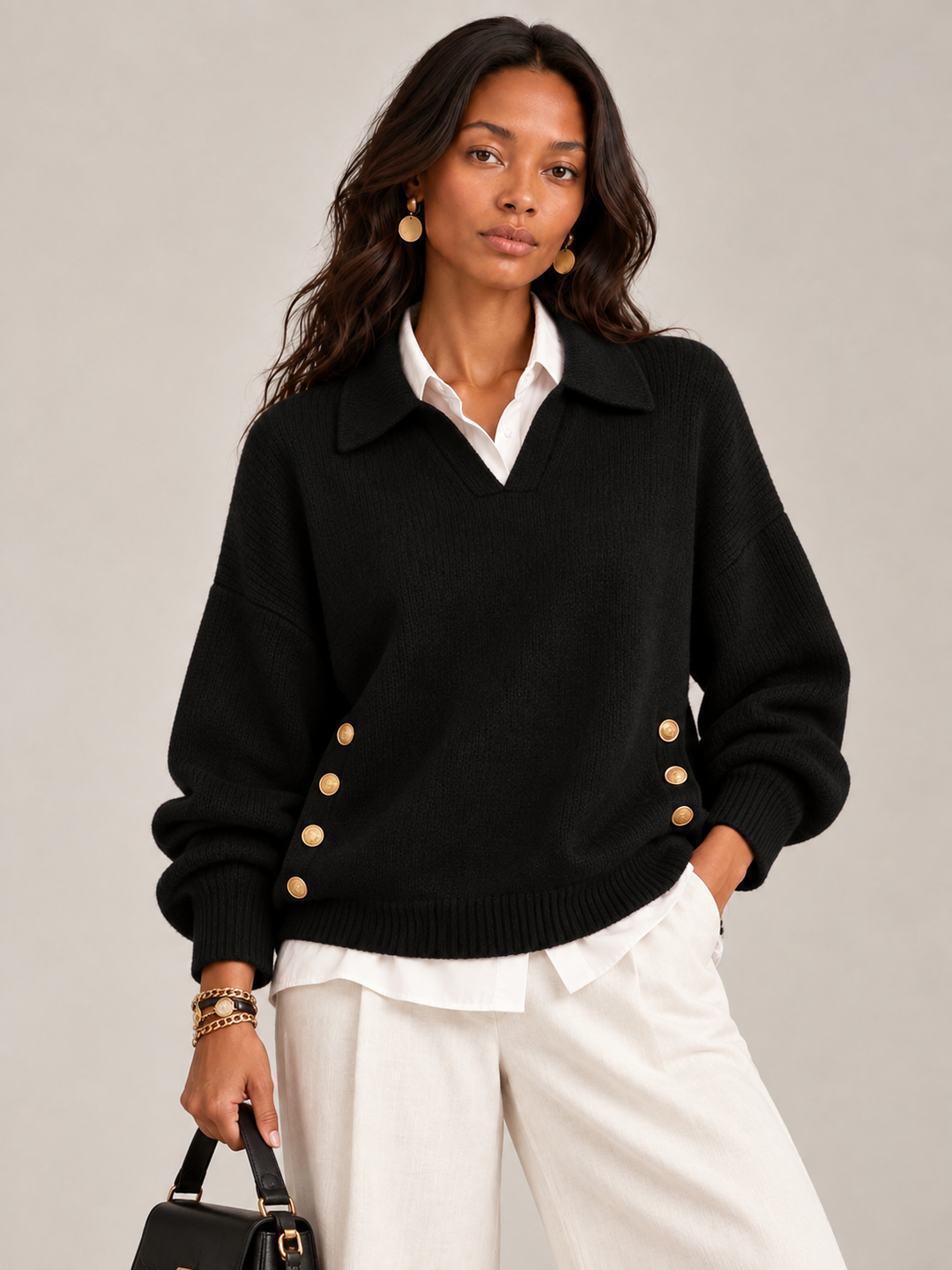 Valerie™ | Jumper with Polo Collar and Buttons